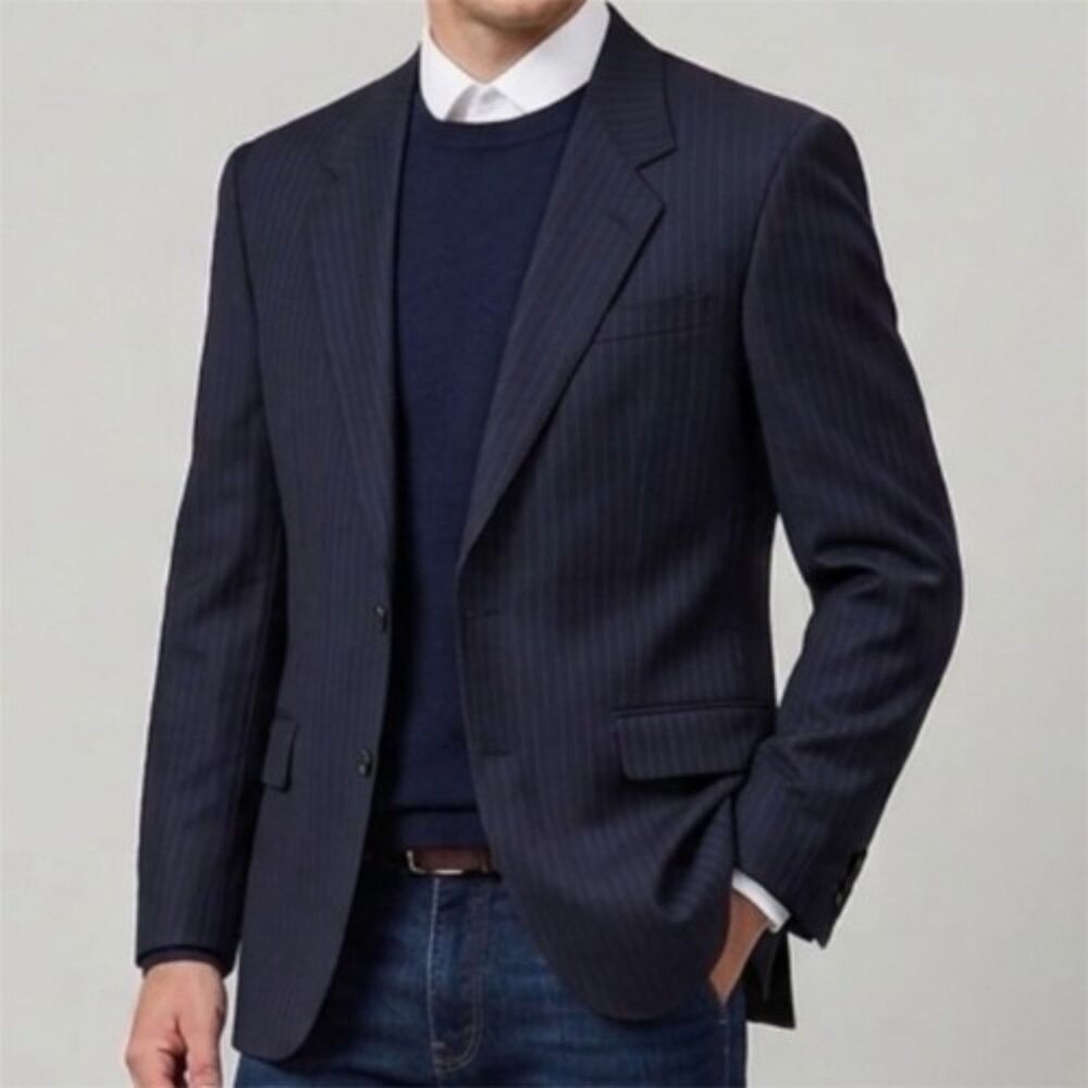 Vintage Christian Dior Monsieur SILVERWOODS ACTWU Union Tag Blazer 44R Blue Mens